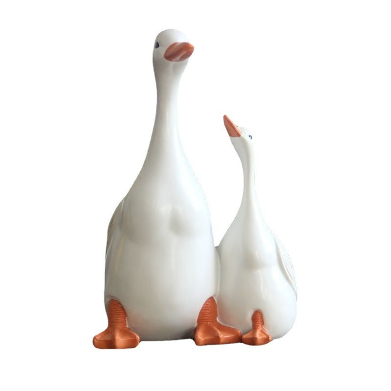 Figuras decorativas de pato con crías para jardín