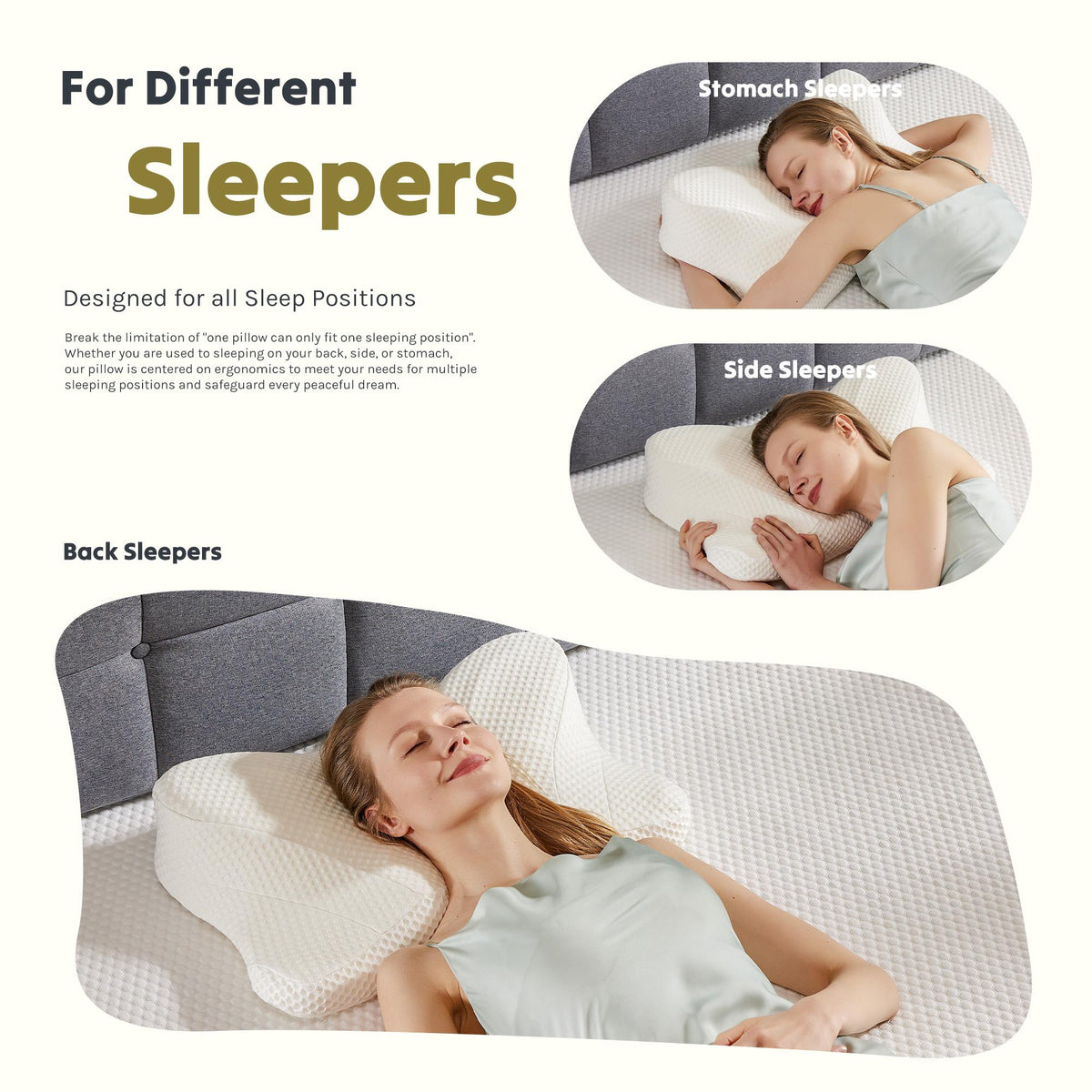 Almohada de espuma viscoelástica con contorno y doble altura — blanca