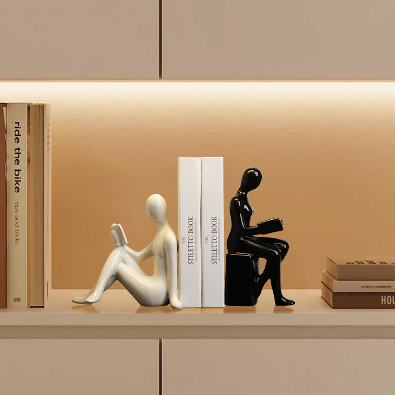 Sujetalibros decorativos de cerámica con figuras