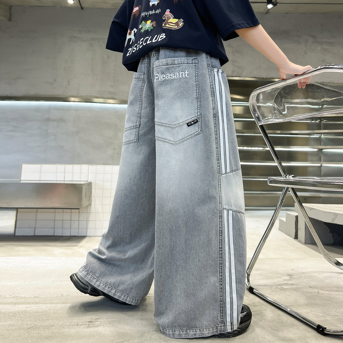 Casual Boys Denim Pants Loose Straight Leg Summer Thin Anti-Mosquito Pants
