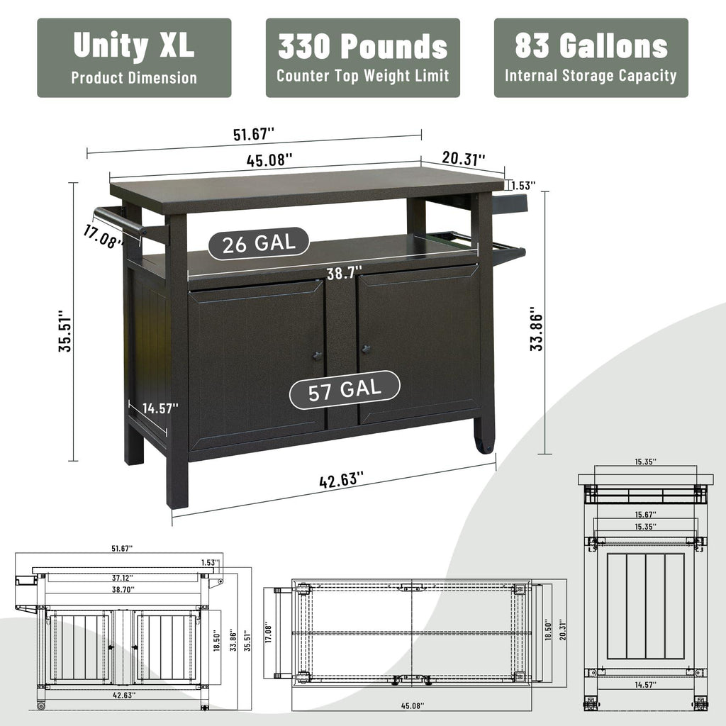 Gabinete exterior con ruedas de 83 galones — marrón