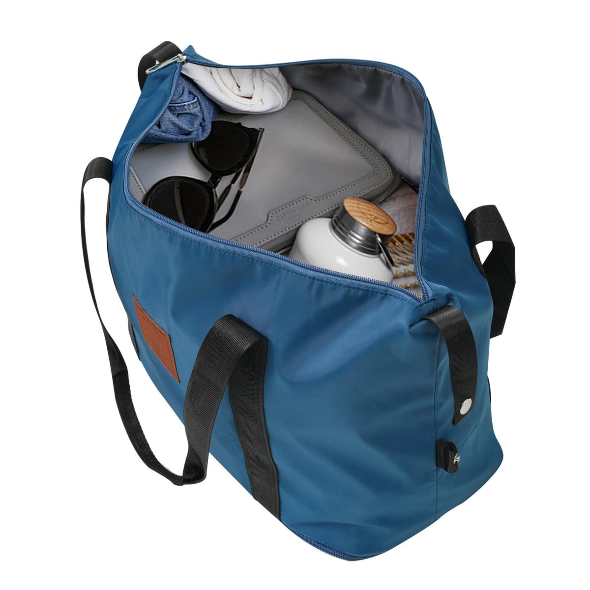 Conjunto de viaje: maleta de 20 pulgadas, bolso y neceser — azul
