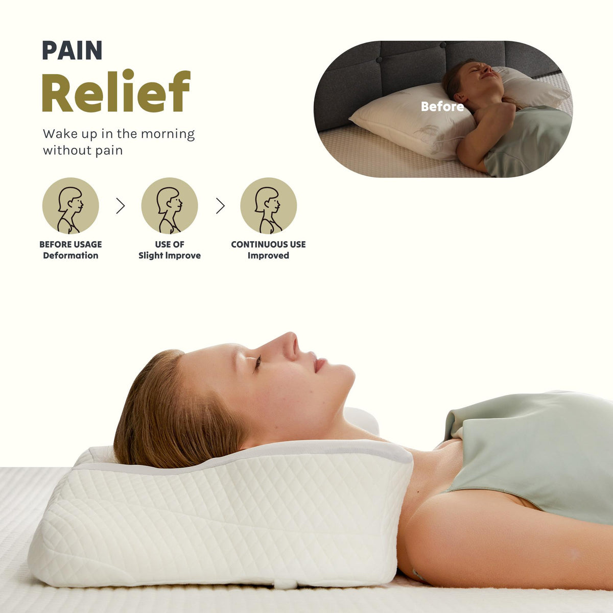 Almohada de espuma viscoelástica con contorno y doble altura — gris
