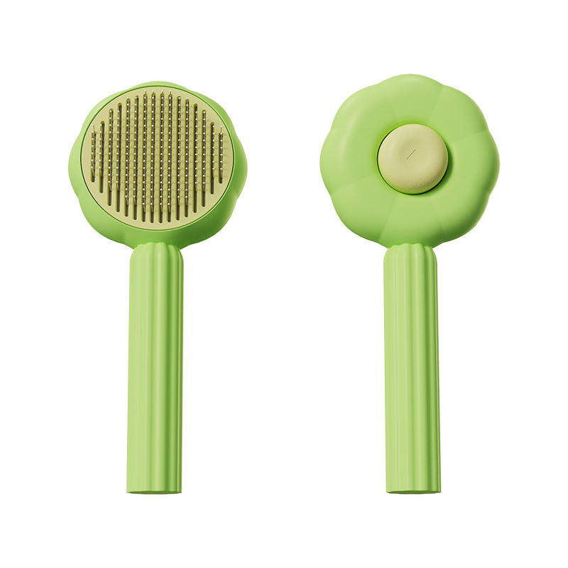 Cepillo autolimpiante para mascotas con diseño de girasol