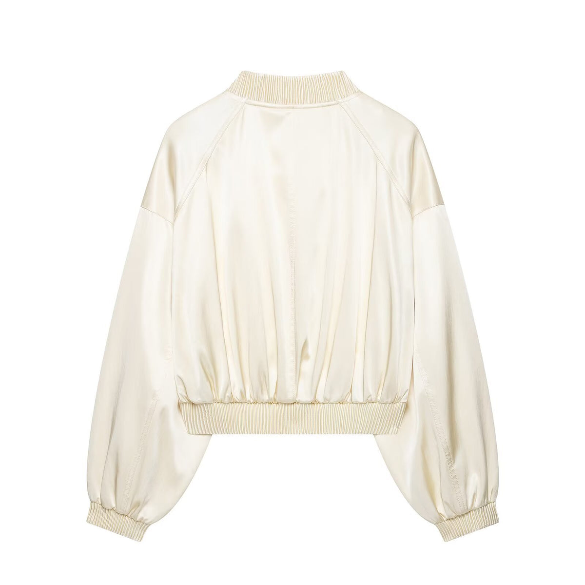 Chaqueta bomber holgada beige con cremallera