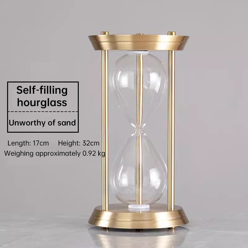 Reloj de arena decorativo con soporte de metal