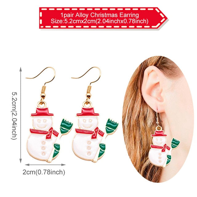 Earring Necklace Christmas Decor Santa Claus Eardrop Pendant Christmas Decor For Home Navidad Ornament Xmas Gift
