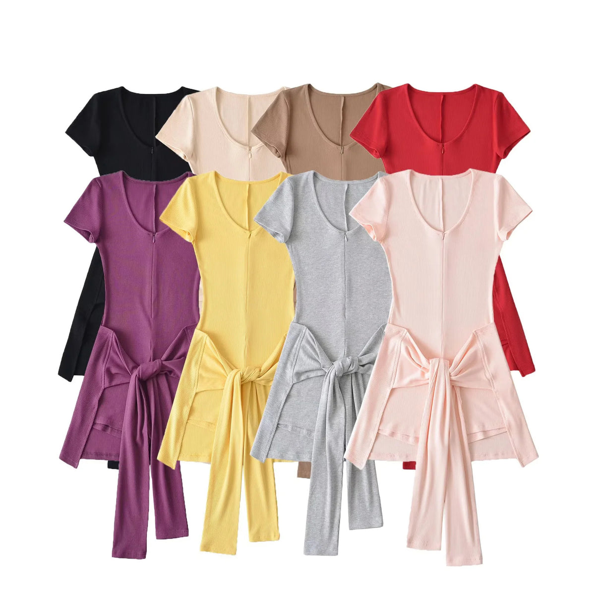Deep V-neck fitness jumpsuit