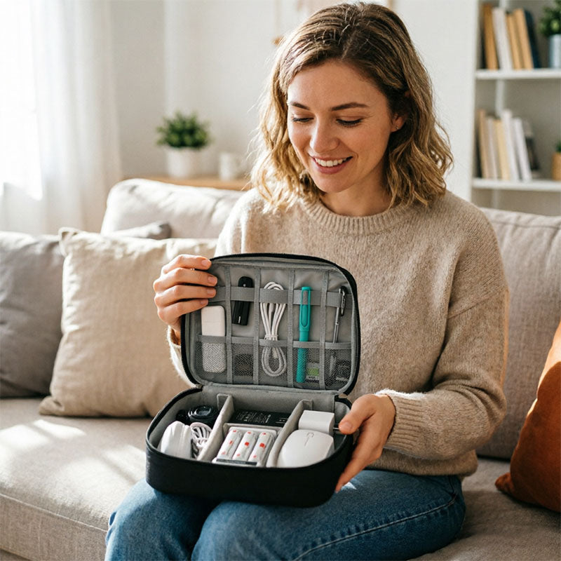 Organizador de viaje para cables de 2 o 3 niveles