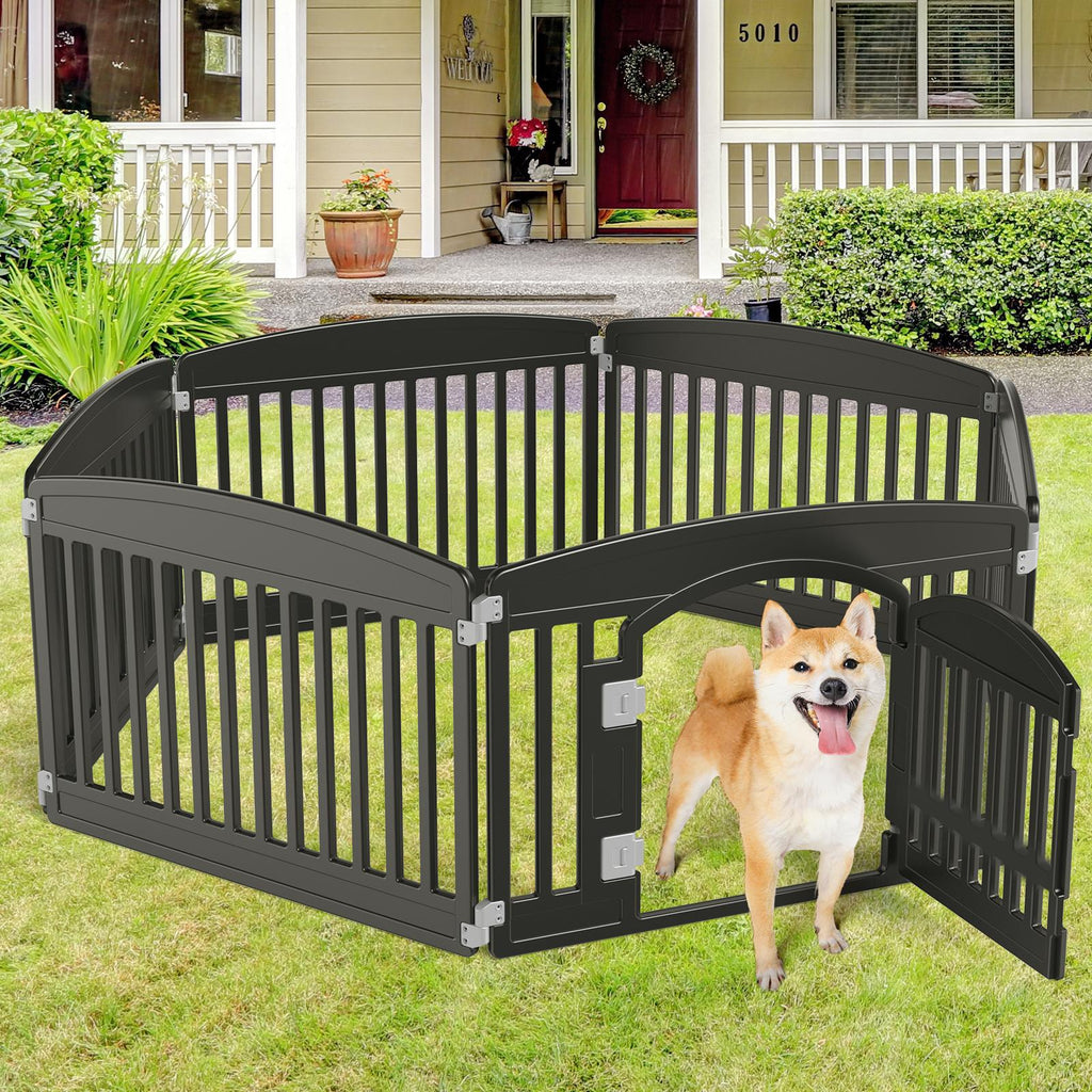 Corral plegable para perros negro, 6 paneles