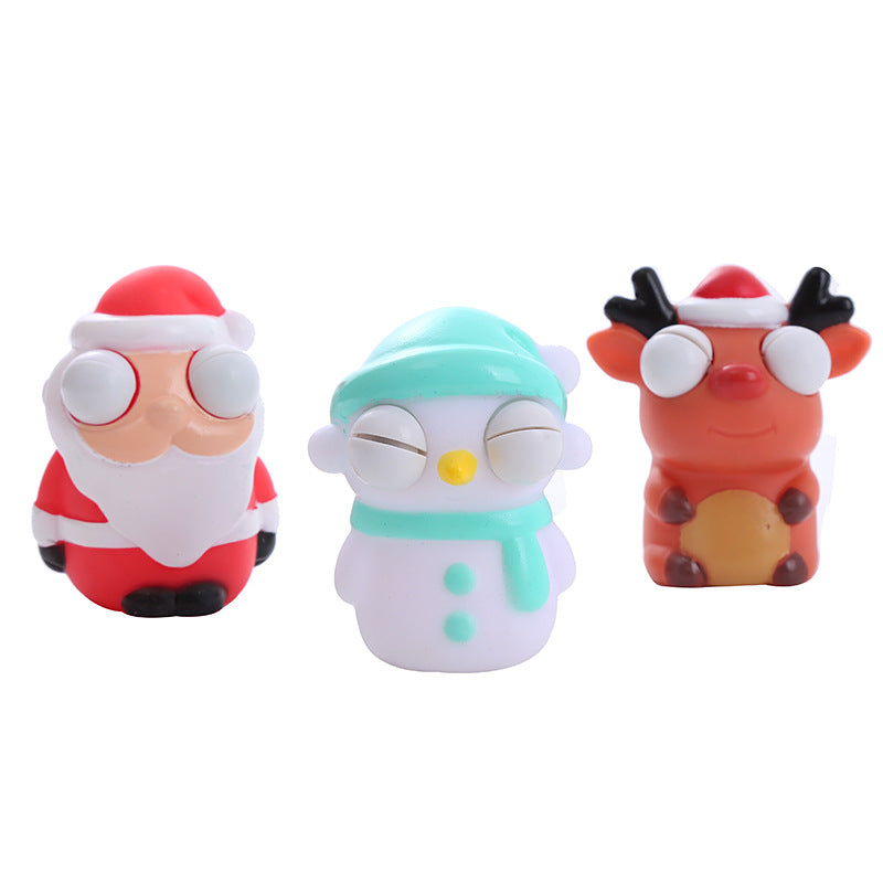 Squinting Christmas toys squeezing Christmas toys pinching and laughing toys staring and relieving stress