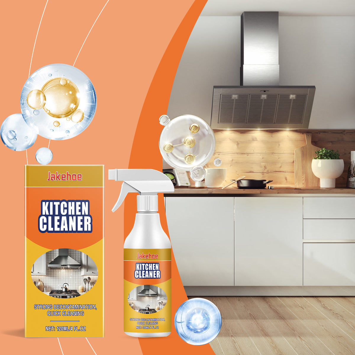 Kitchen Grease Cleaner Kitchen Hood Cooktop Grease Cleaner Multi-Effect Decontamination Cleaner