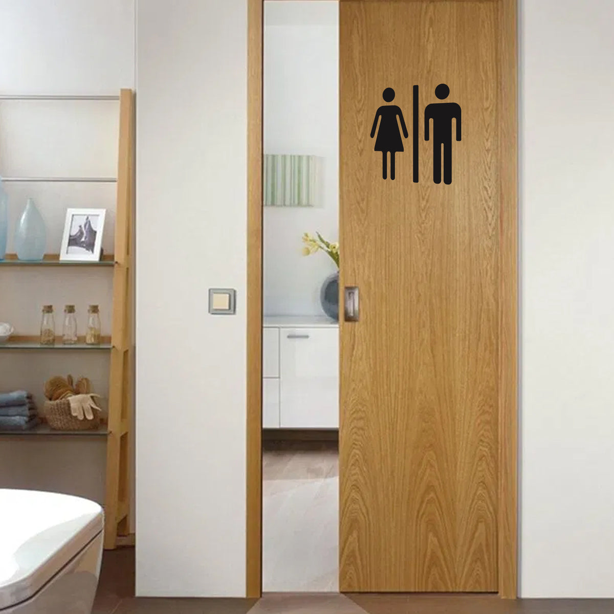 Adhesivos decorativos para puertas de baño y lavandería