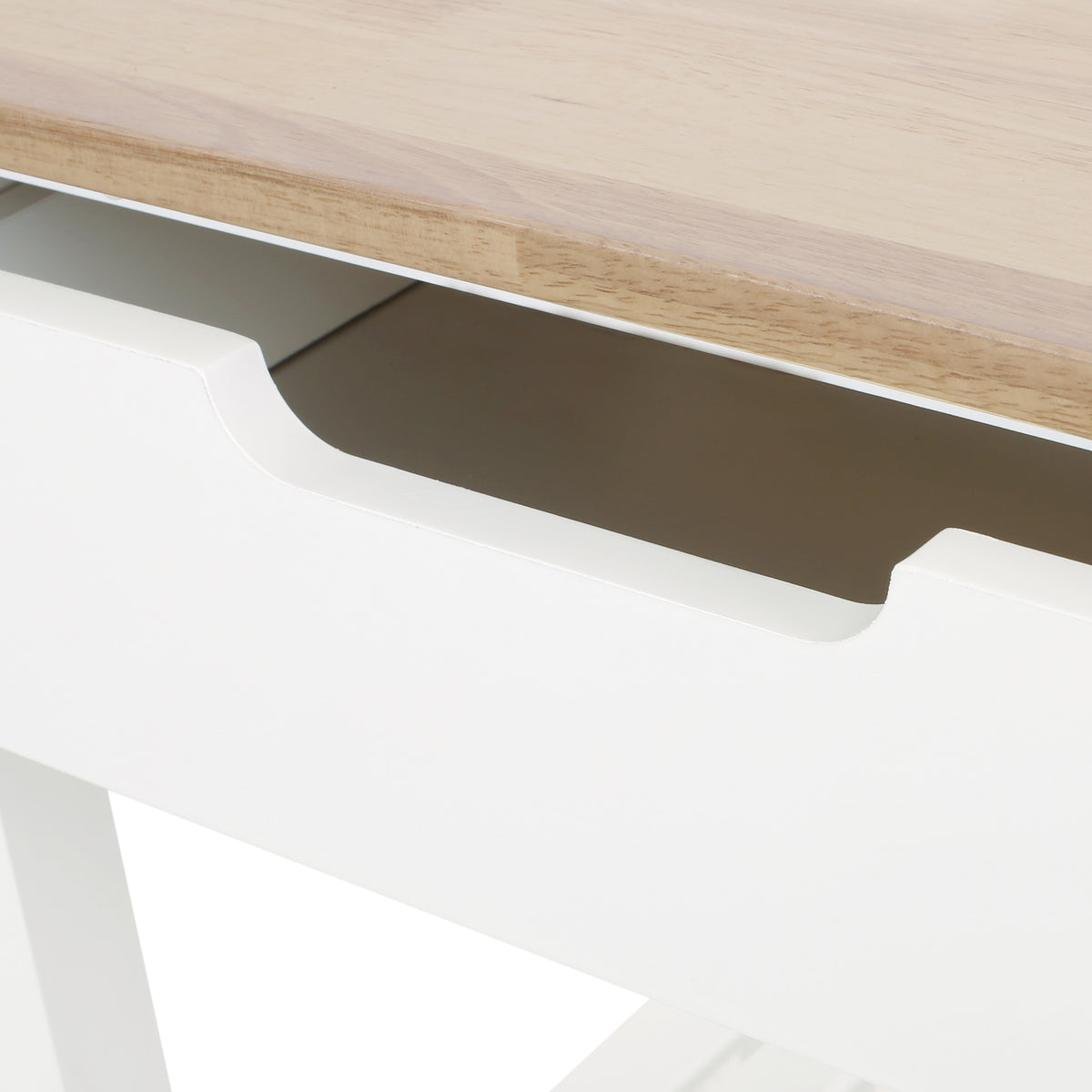 Carrito de cocina blanco con cajón, dos estantes y ruedas