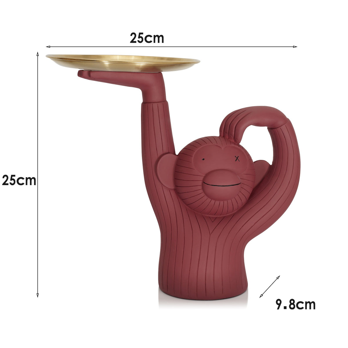 Figura decorativa de mono con bandeja