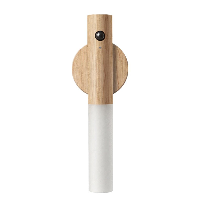 Luz LED recargable de madera con sensor