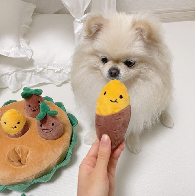 Juguete de peluche para perros con forma de batata