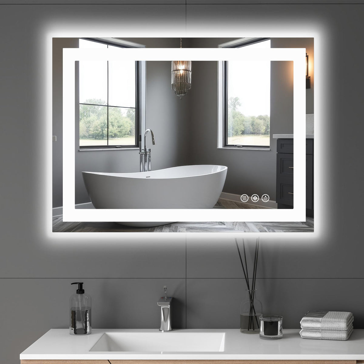 Espejo LED antivaho de 24 × 32 pulgadas