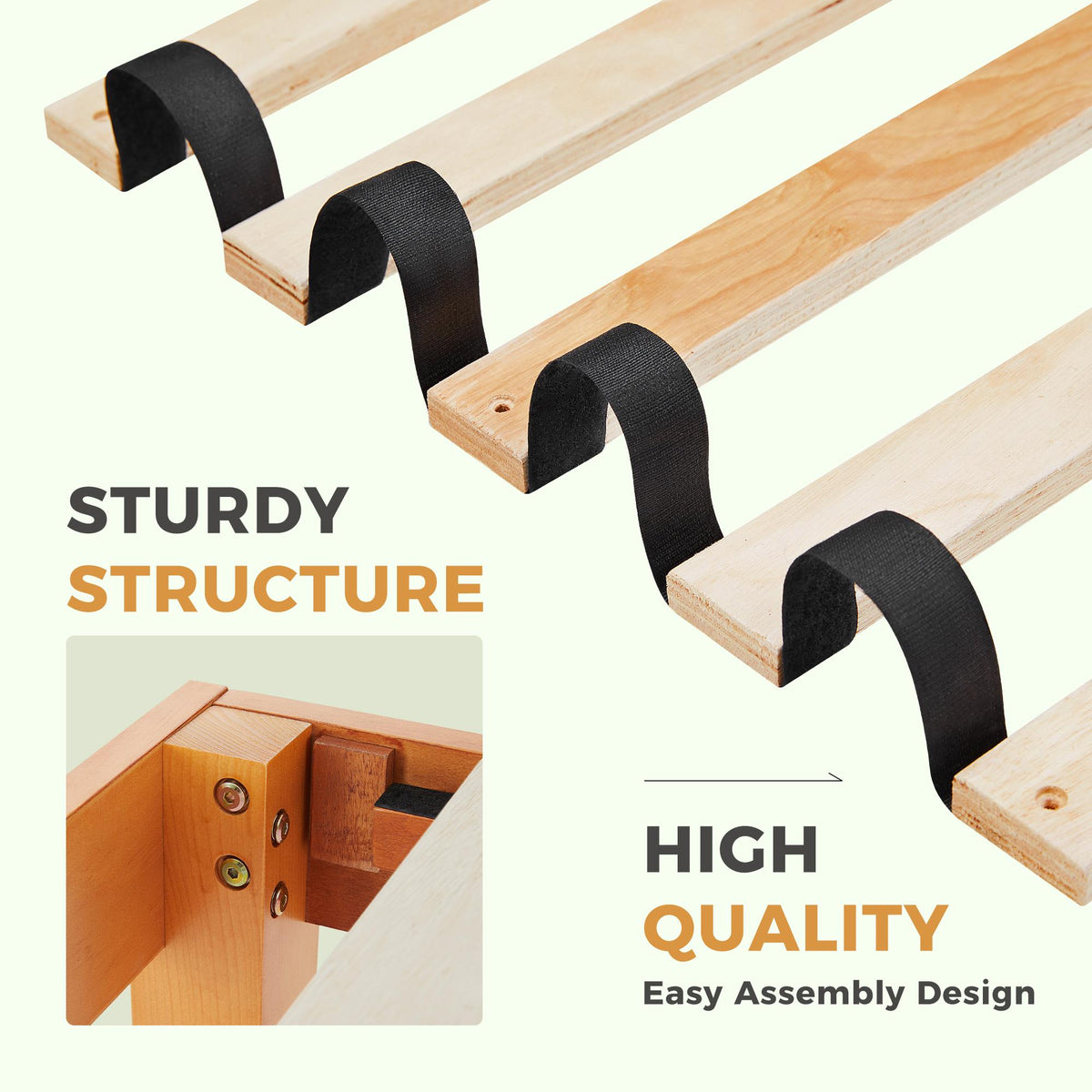 Base de cama de madera con láminas y sin cabecero — Full