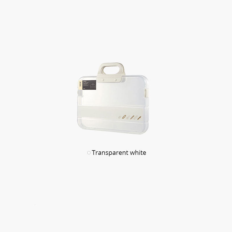 Caja portátil transparente para papelería