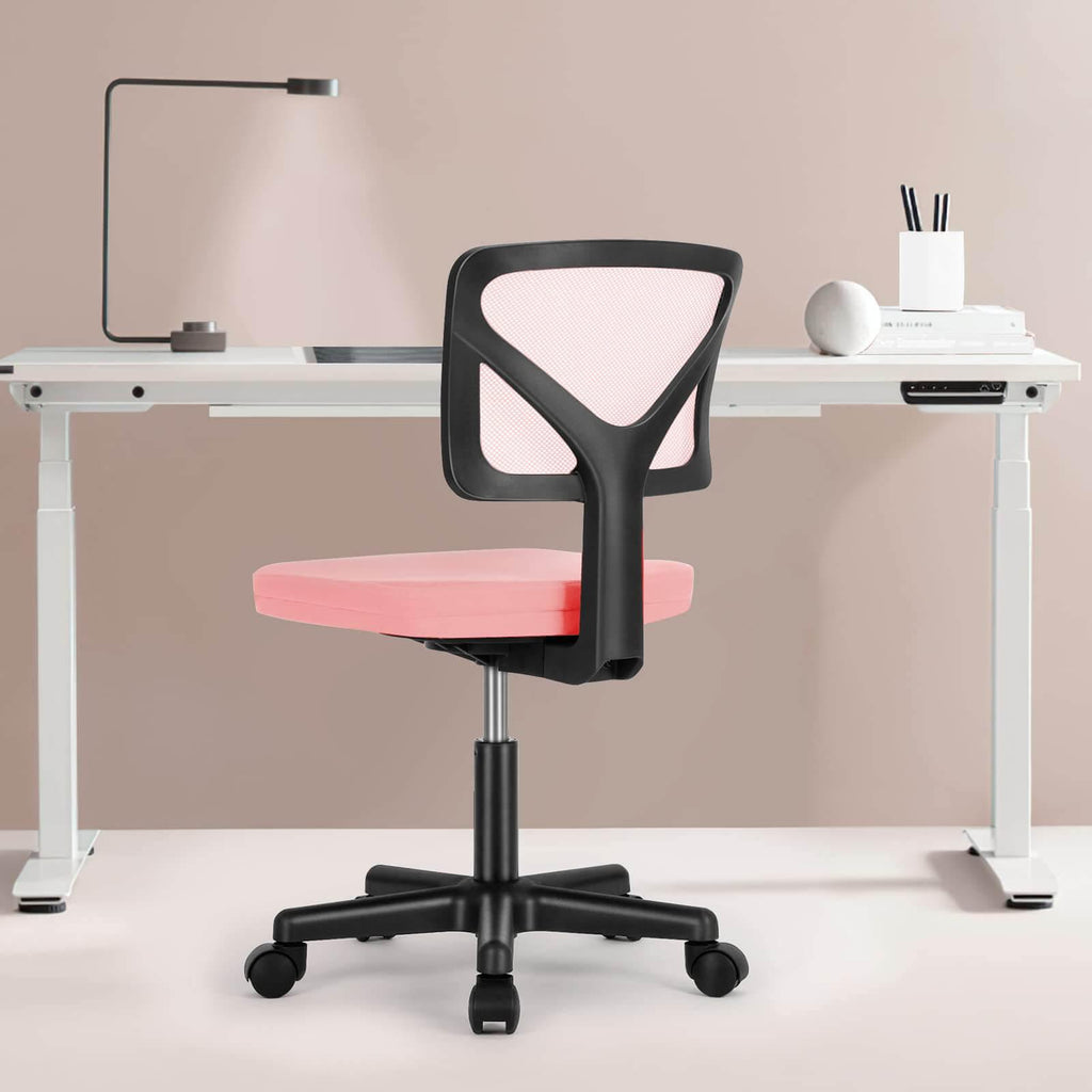 Silla de oficina de malla sin brazos — rosa