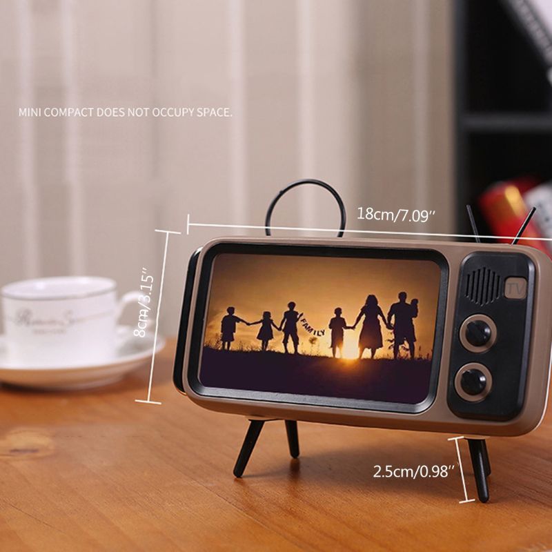 Soporte para teléfono con diseño de televisor retro