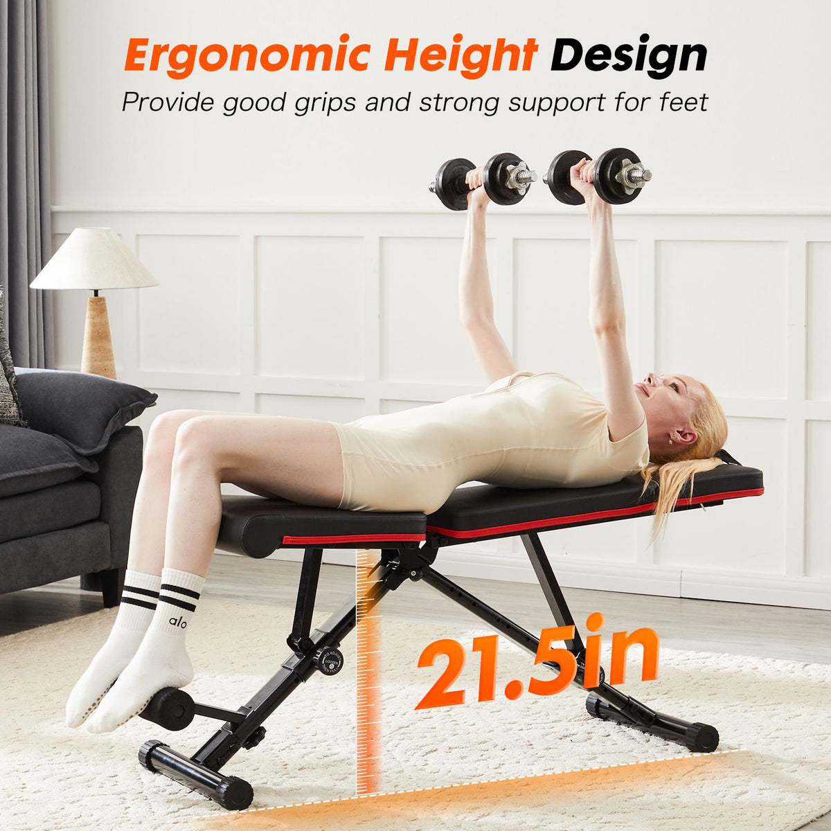 Banco de entrenamiento ajustable y plegable negro