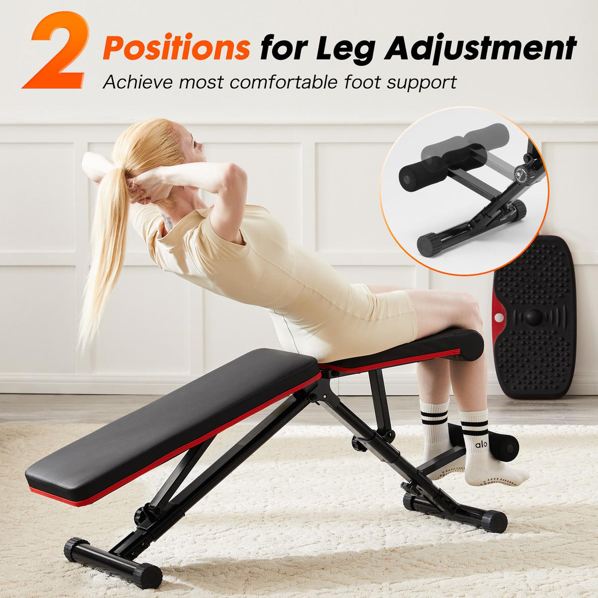 Banco de entrenamiento ajustable y plegable negro
