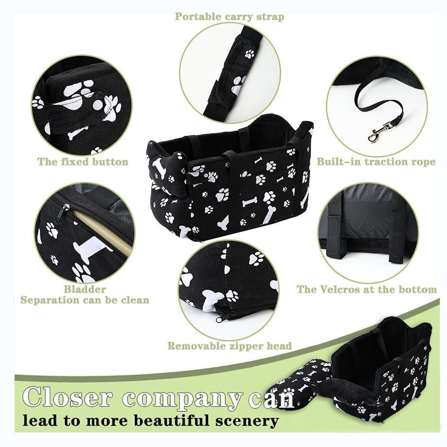 Cama de viaje para mascotas con estampado de huellas