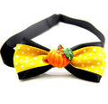 Moño para mascota con calabaza, lunares y base negra