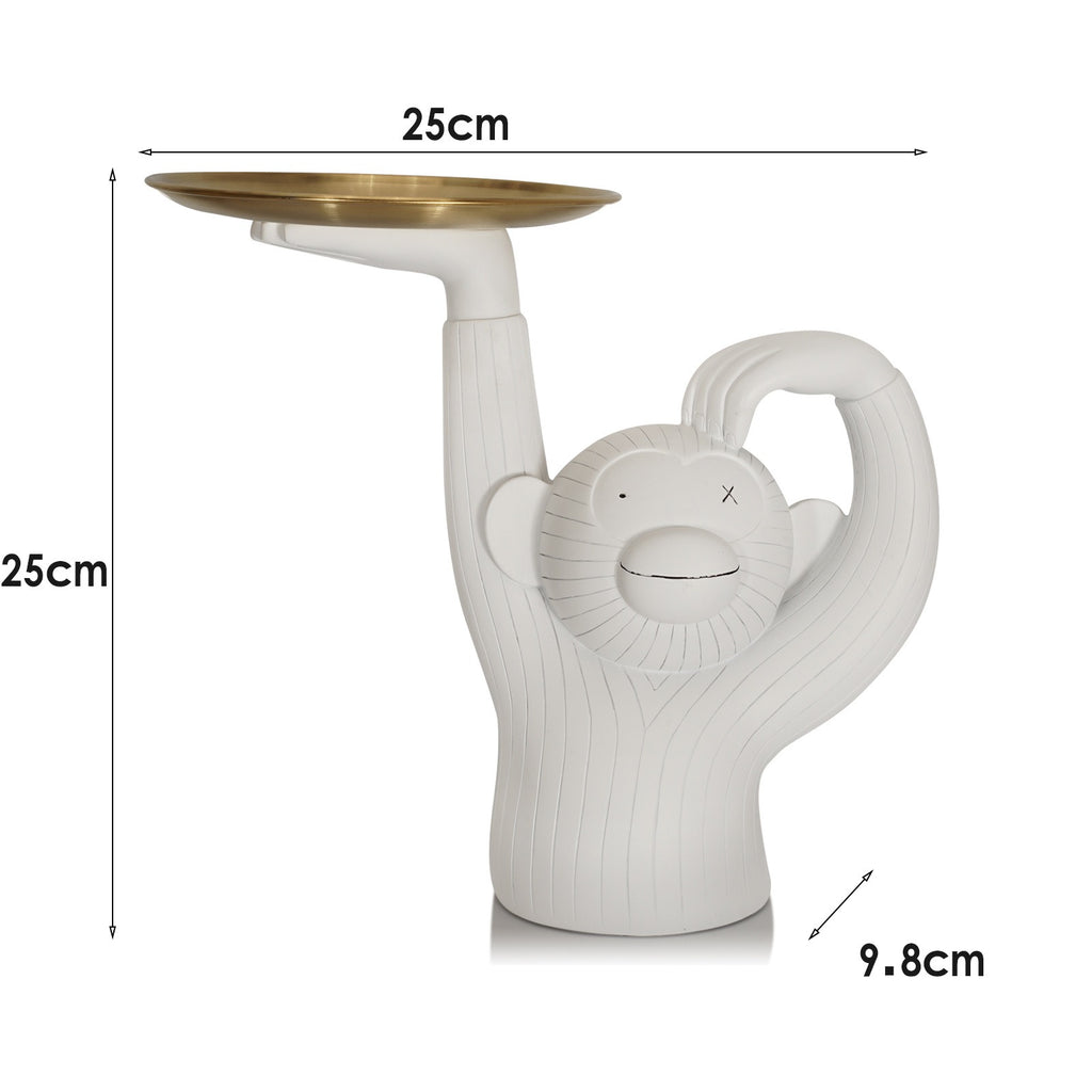 Figura decorativa de mono con bandeja