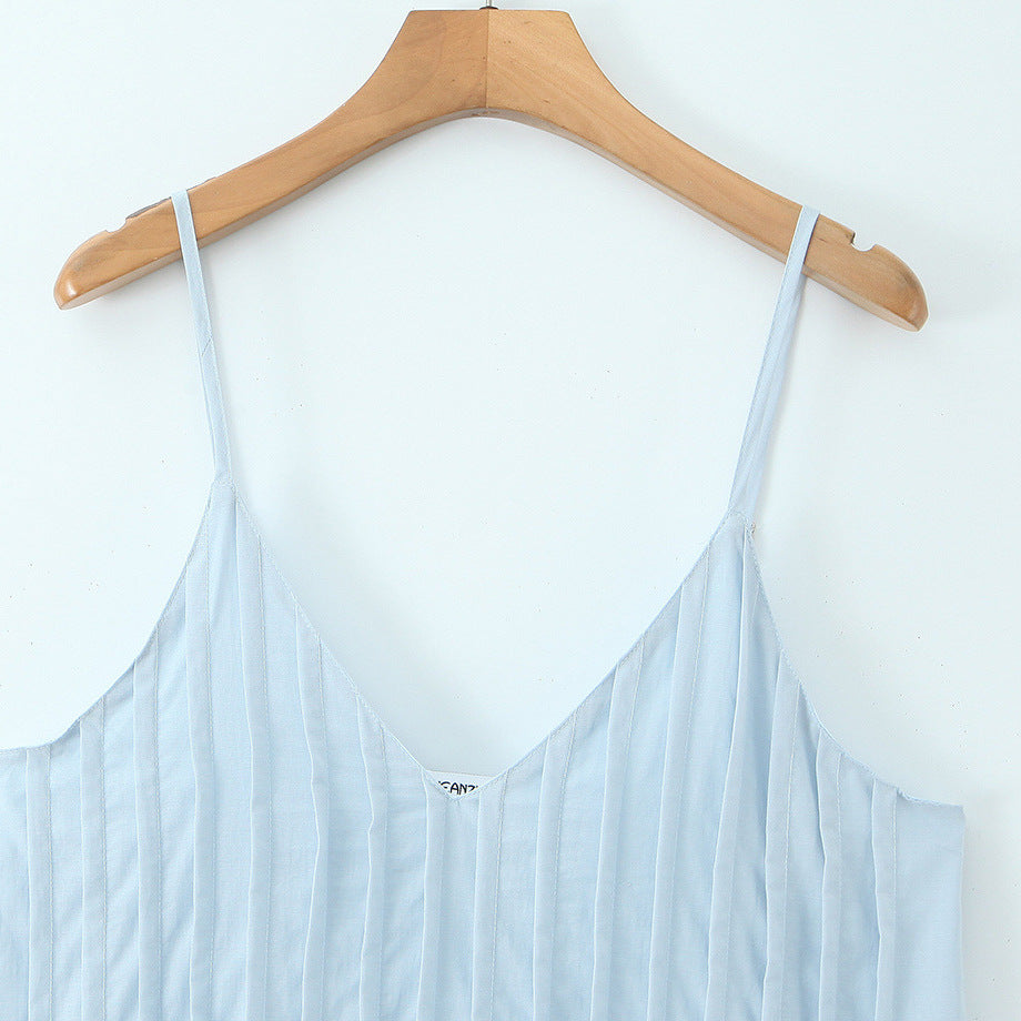 Vestido largo de tirantes con escote en V