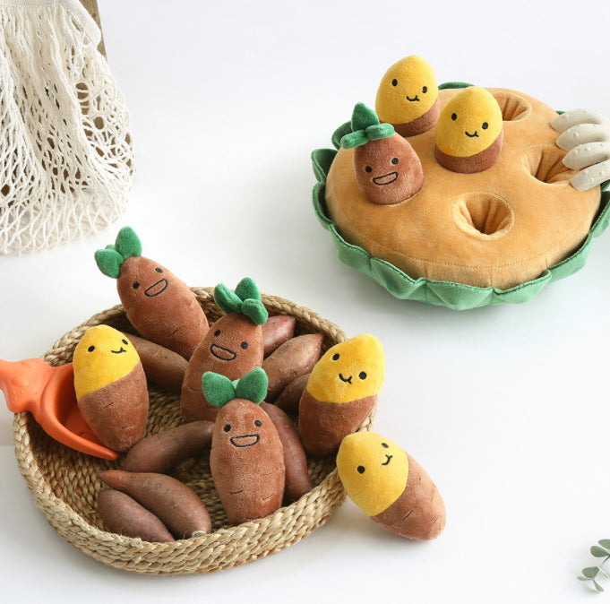 Juguete de peluche para perros con forma de batata