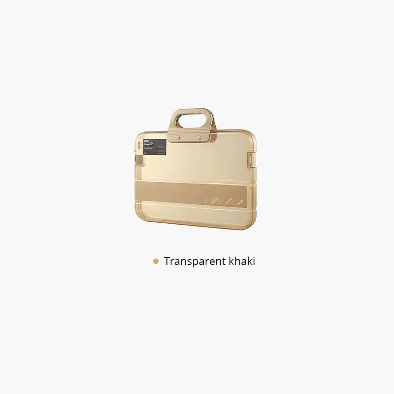 Caja portátil transparente para papelería