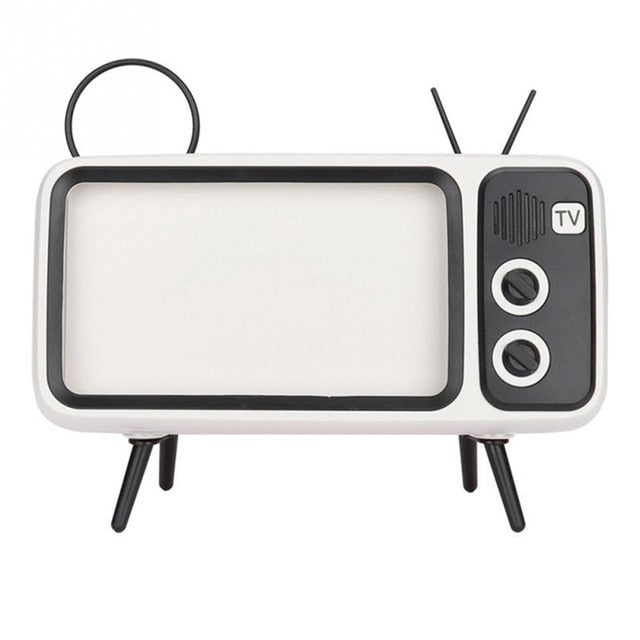 Soporte para teléfono con diseño de televisor retro