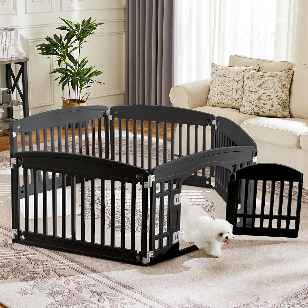 Corral plegable para perros negro, 6 paneles
