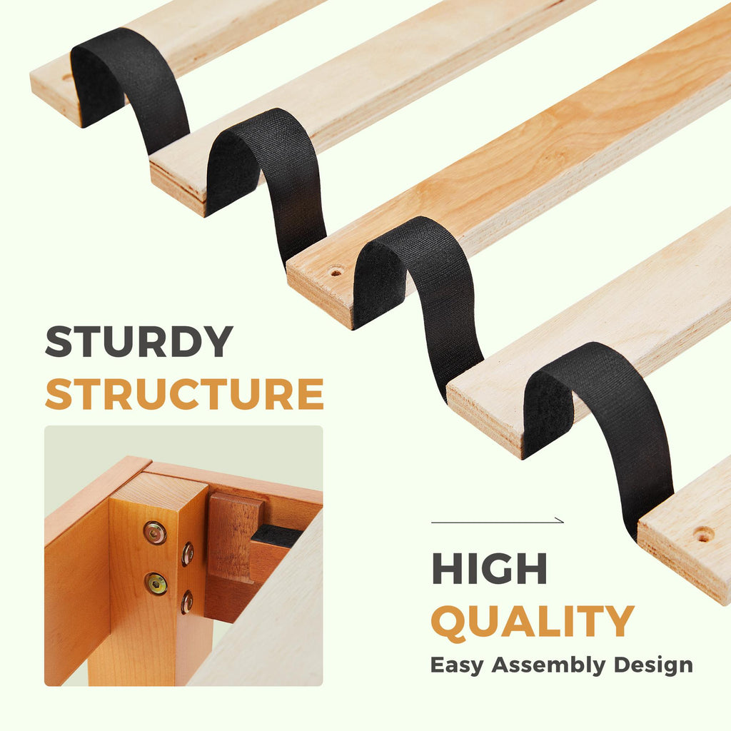 Base de cama de madera con láminas y sin cabecero — King