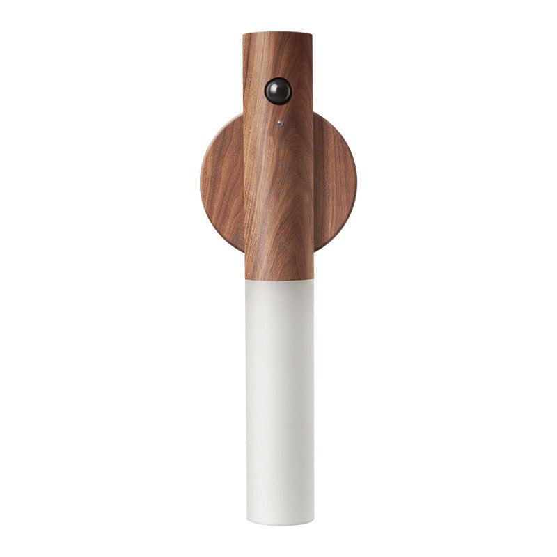 Luz LED recargable de madera con sensor