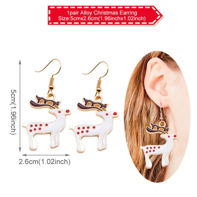 Earring Necklace Christmas Decor Santa Claus Eardrop Pendant Christmas Decor For Home Navidad Ornament Xmas Gift