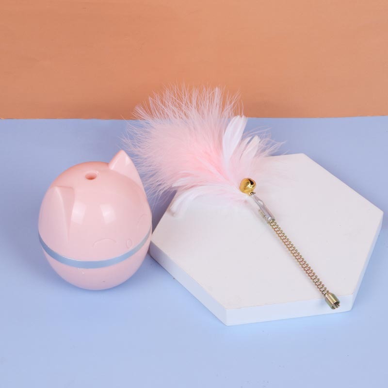 Juguete para gatos tipo tentetieso con pluma y resorte