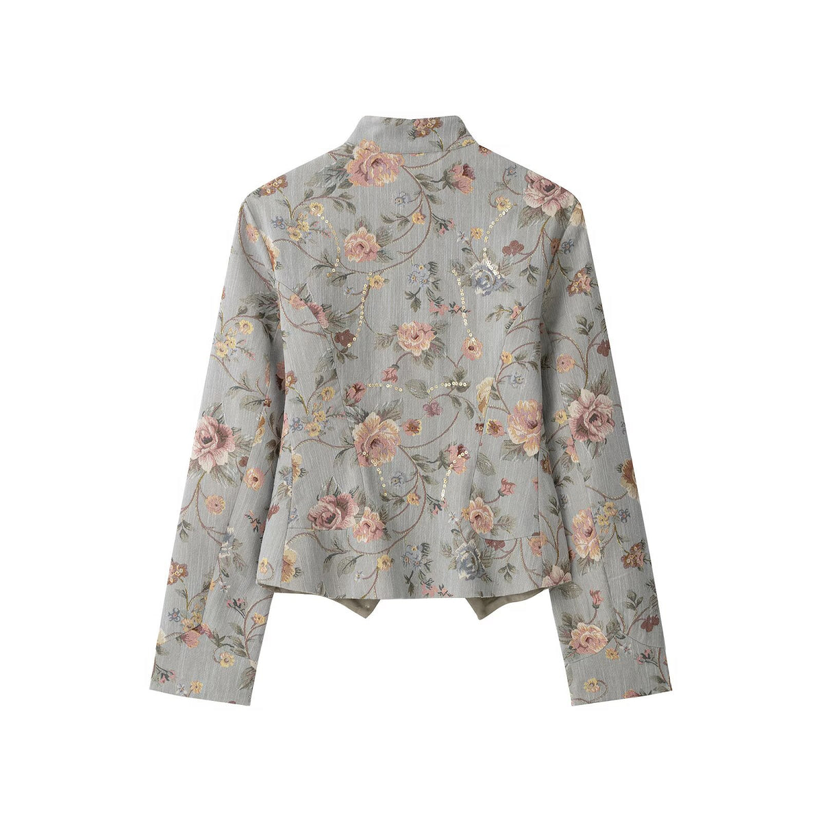 Chaqueta jacquard de cuello alto y botones