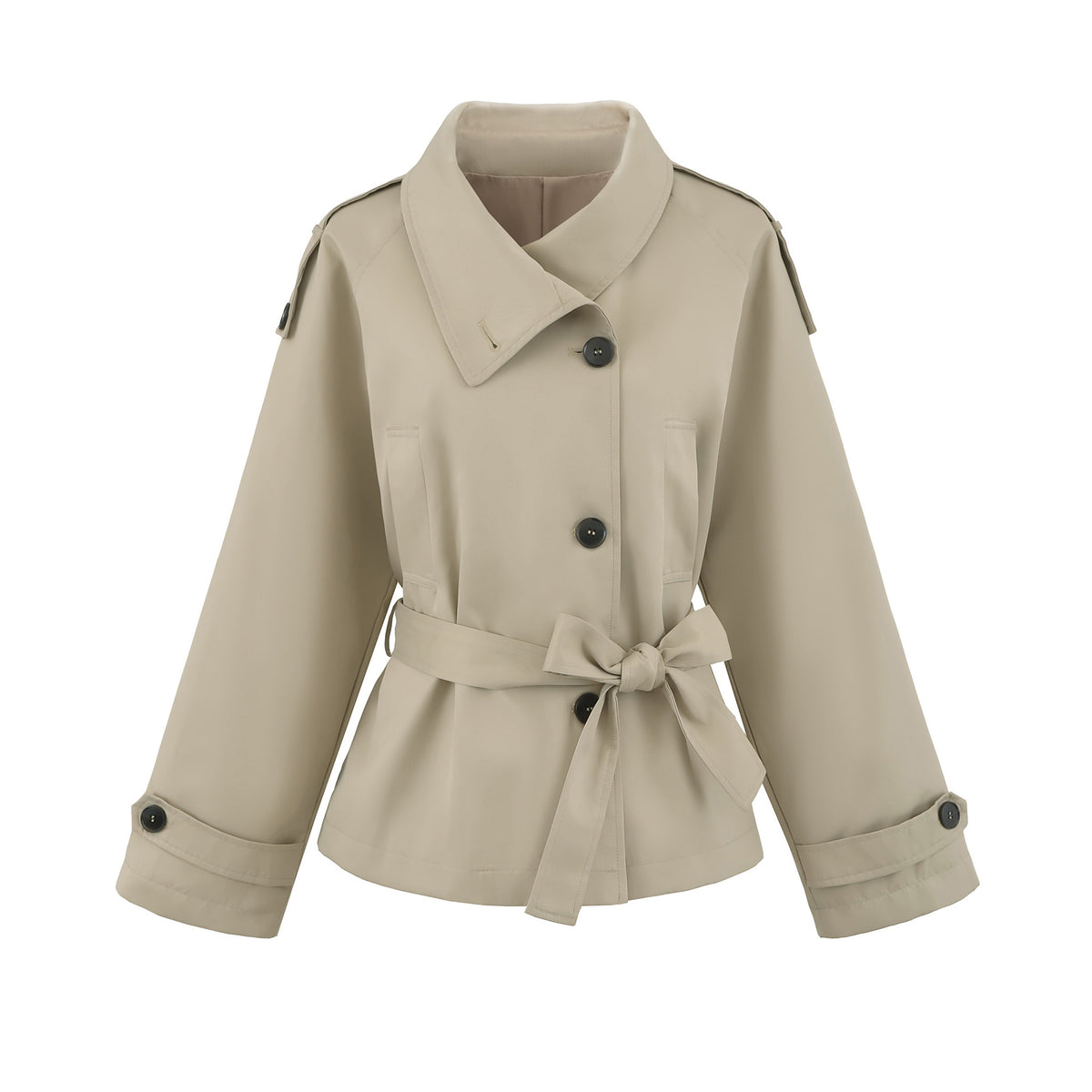 Chaqueta de cuello alto con botones y bolsillos