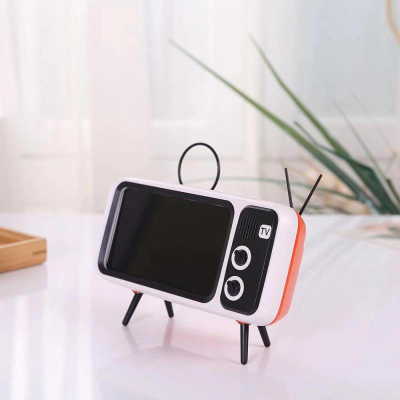 Soporte para teléfono con diseño de televisor retro