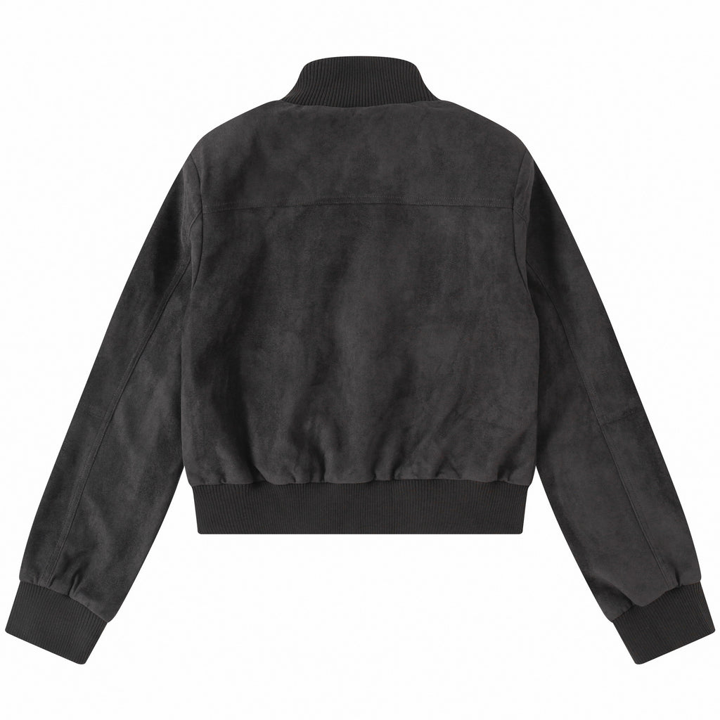 Chaqueta corta de ante sintético con varios bolsillos