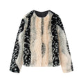Chaqueta de pelo sintético con estampado y cuello redondo