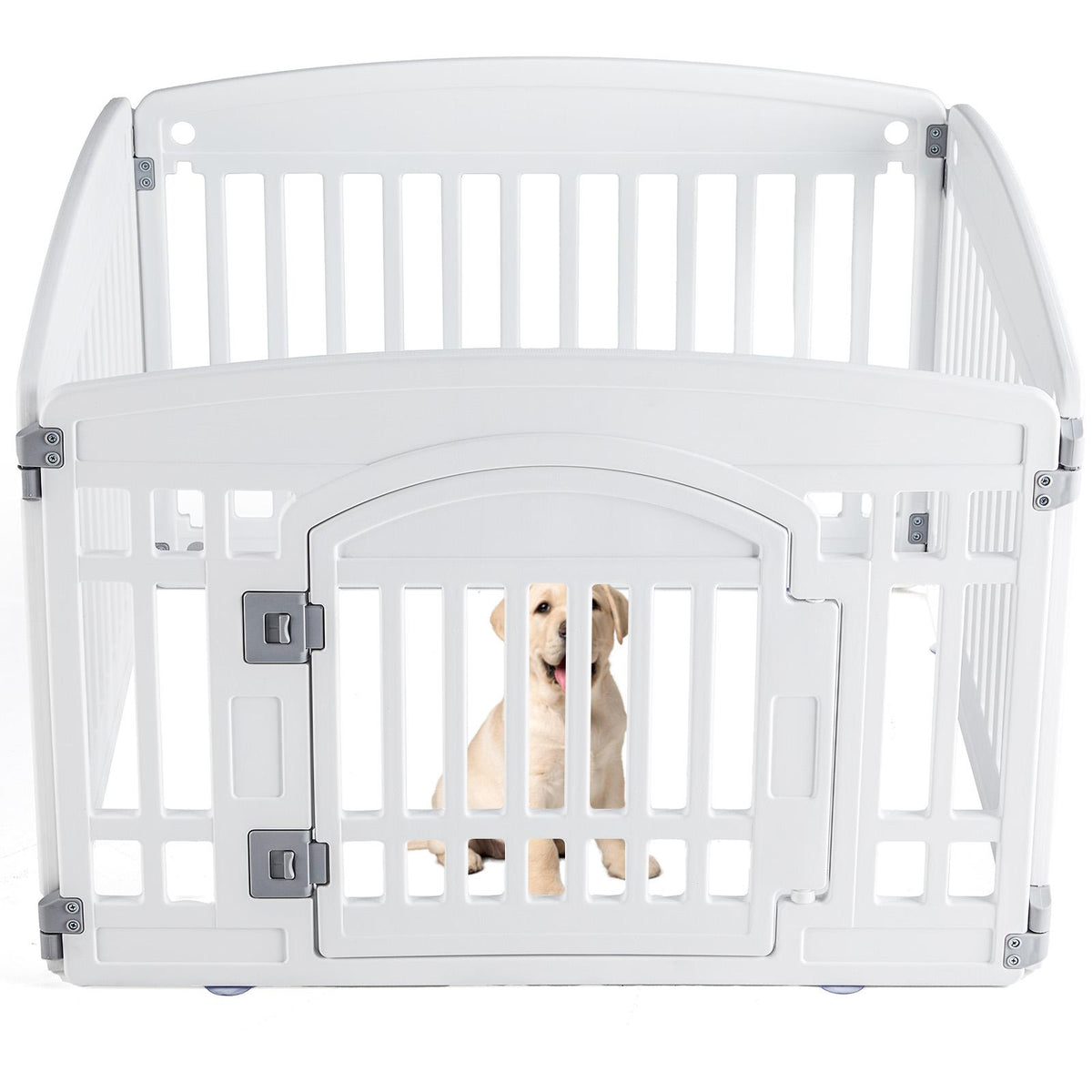 Corral plegable para perros blanco, 4 paneles