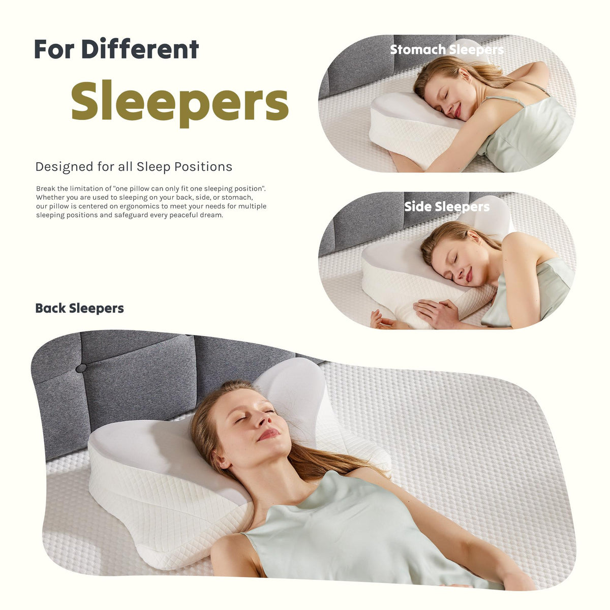 Almohada de espuma viscoelástica con contorno y doble altura — gris
