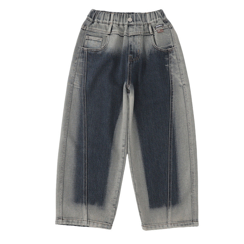 Retro Gradient Denim Long Pants for Boys