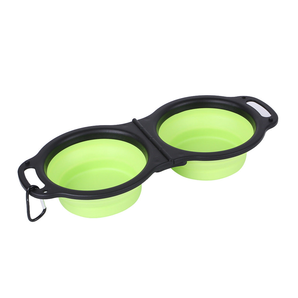 Comedero doble plegable para mascotas con borde negro