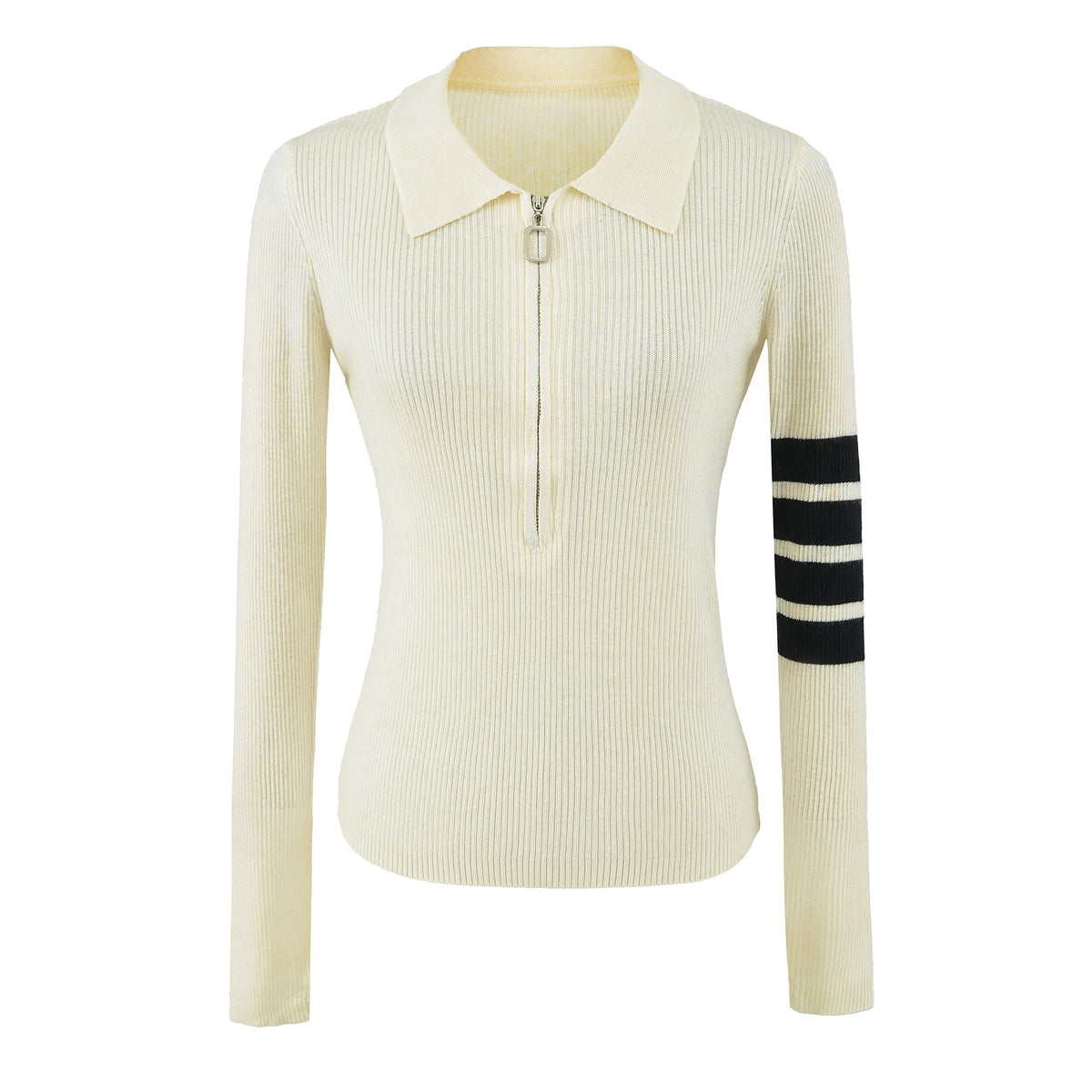 Top de punto ajustado con media cremallera